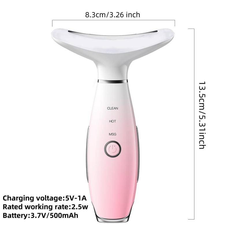 3 Color LED Hot Compress Facial Massager, Portable Rechargeable Facial Skin Care Tool, Professional Facial Beauty Instrument for Women